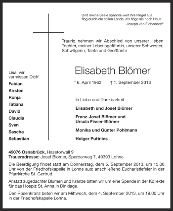 Anzeige von Elisabeth Bloemer von OM-Medien